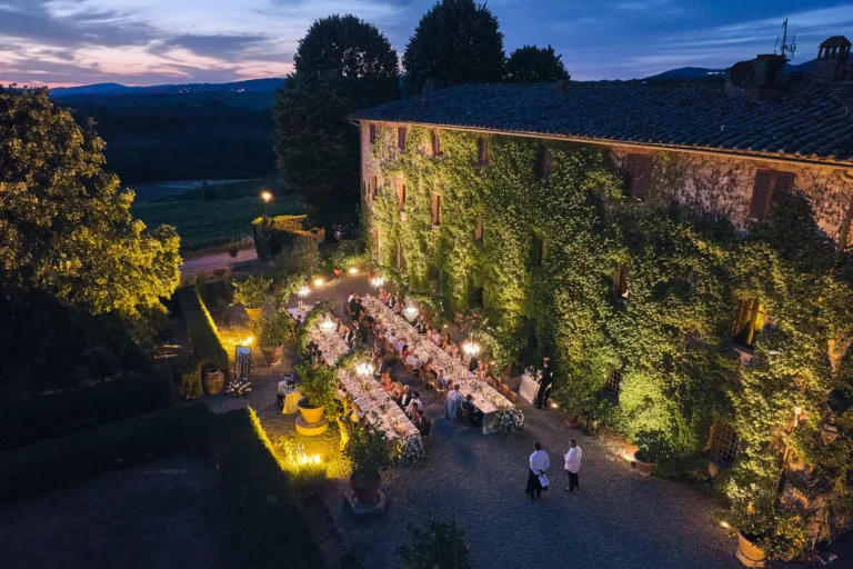 the extraordinaire castello di bossi aerial view external wedding reception castle backdrop