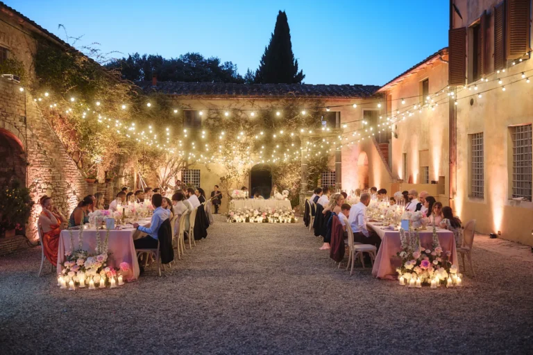 the extraordinaire villa catignano dinner in courtyard