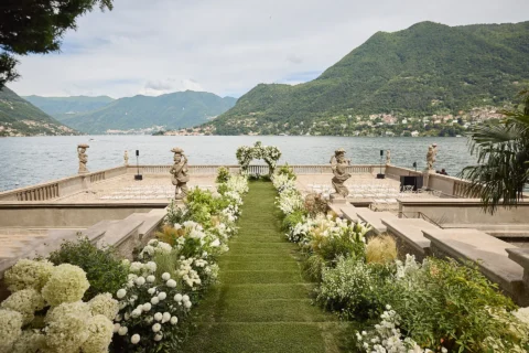 the extraordinaire lake como villa pizzo garden aisle chuppah ceremony