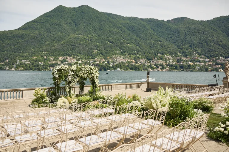 the extraordinaire lake como villa pizzo garden aisle chuppah ceremony
