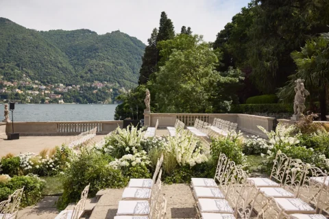 the extraordinaire lake como villa pizzo garden aisle chuppah ceremony