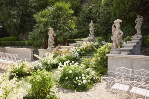 the extraordinaire lake como villa pizzo garden aisle chuppah ceremony