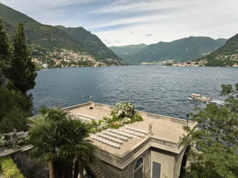 the extraordinaire lake como villa pizzo garden aisle chuppah ceremony