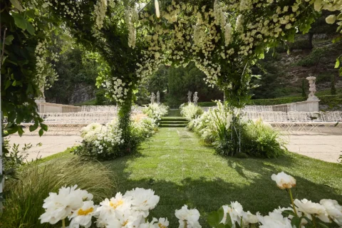 the extraordinaire lake como villa pizzo garden aisle chuppah ceremony