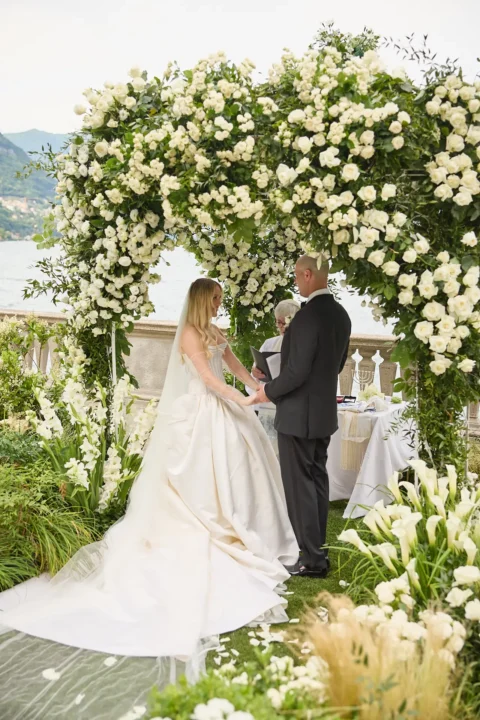 the extraordinaire lake como villa pizzo garden aisle chuppah ceremony