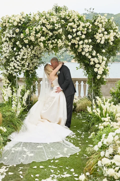 the extraordinaire lake como villa pizzo garden aisle chuppah ceremony