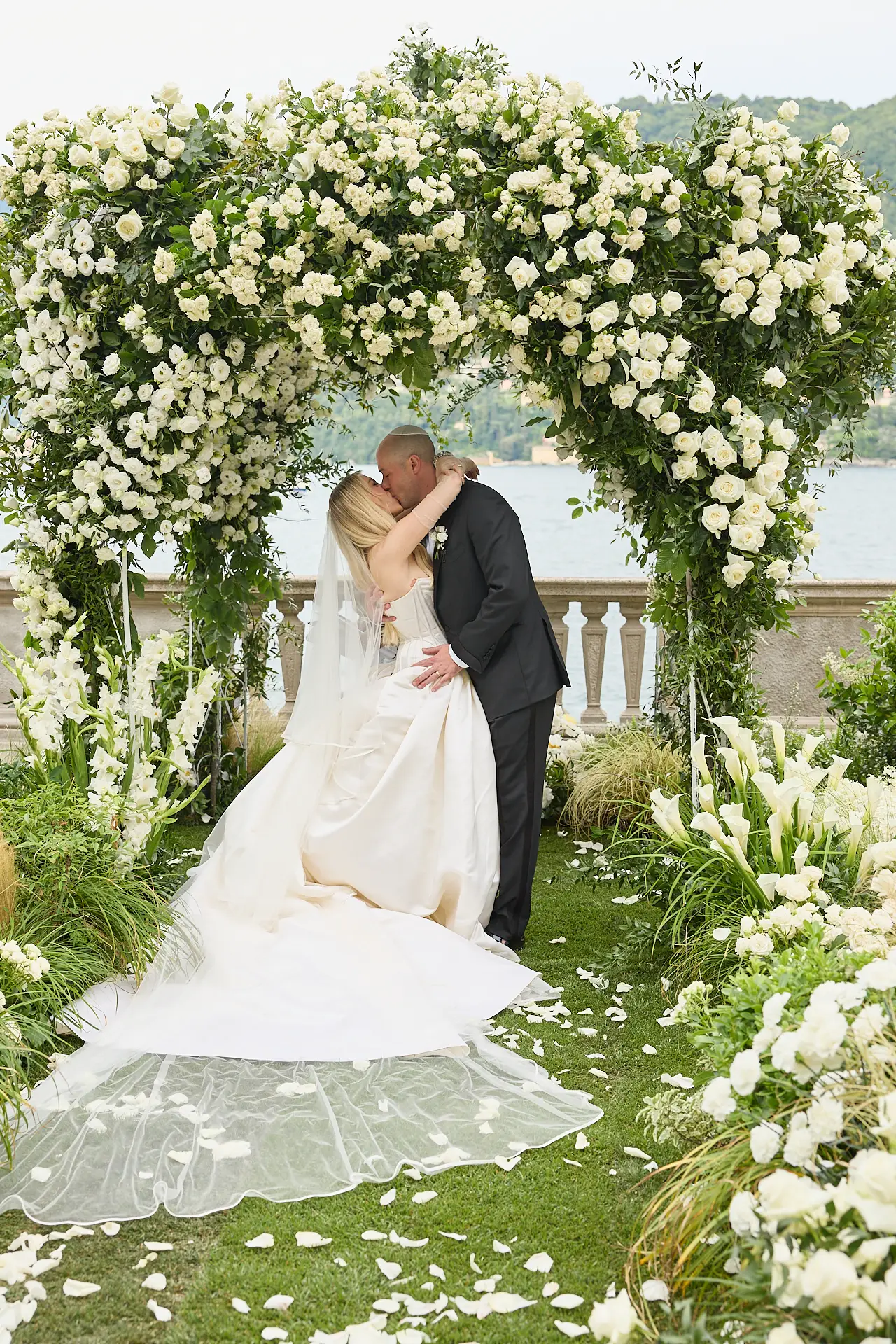 the extraordinaire lake como villa pizzo garden aisle chuppah ceremony