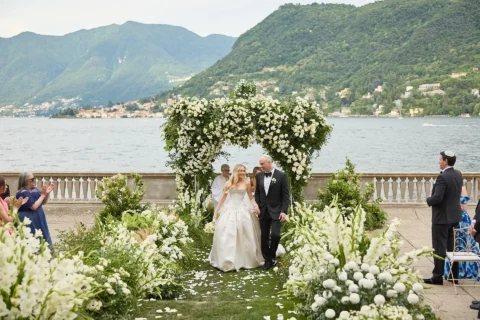 the extraordinaire lake como villa pizzo garden aisle chuppah ceremony