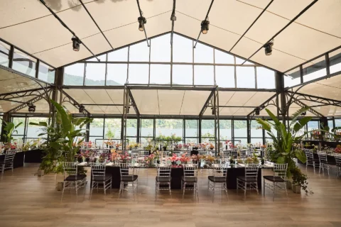 the extraordinaire lake como villa pizzo garden aisle chuppah ceremony