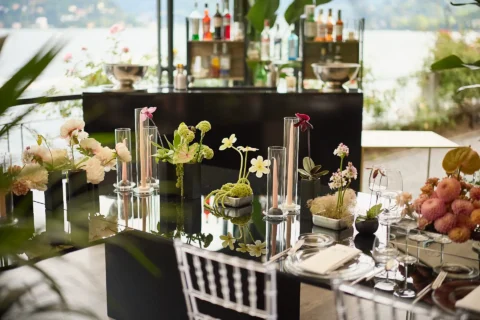 the extraordinaire lake como villa pizzo garden aisle chuppah ceremony