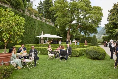 the extraordinaire lake como villa pizzo garden aisle chuppah ceremony