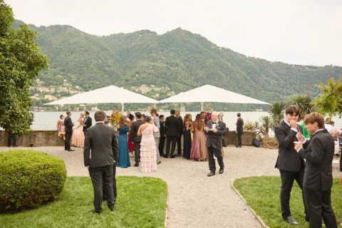 the extraordinaire lake como villa pizzo garden aisle chuppah ceremony
