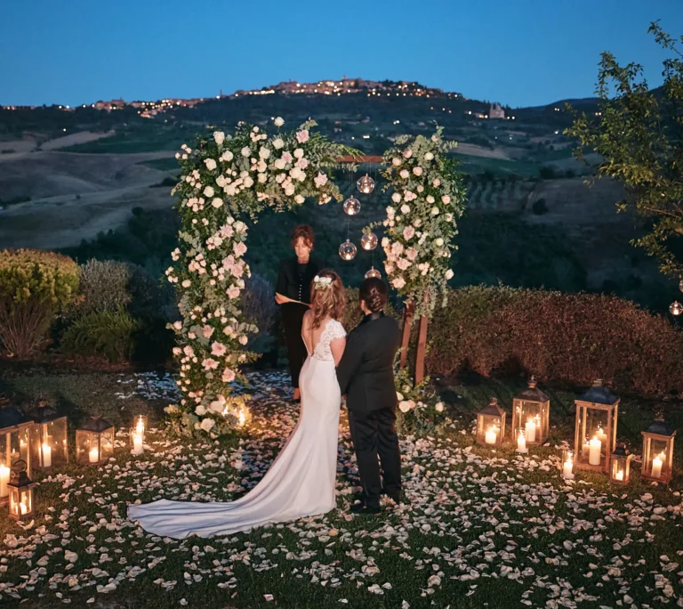 the extraordinaire lgtbq plus wedding planner in italy scenic candlelit ceremony at dusk