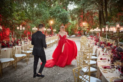 the extraordinaire umbria villa valentini bonaparte white and red welcome party