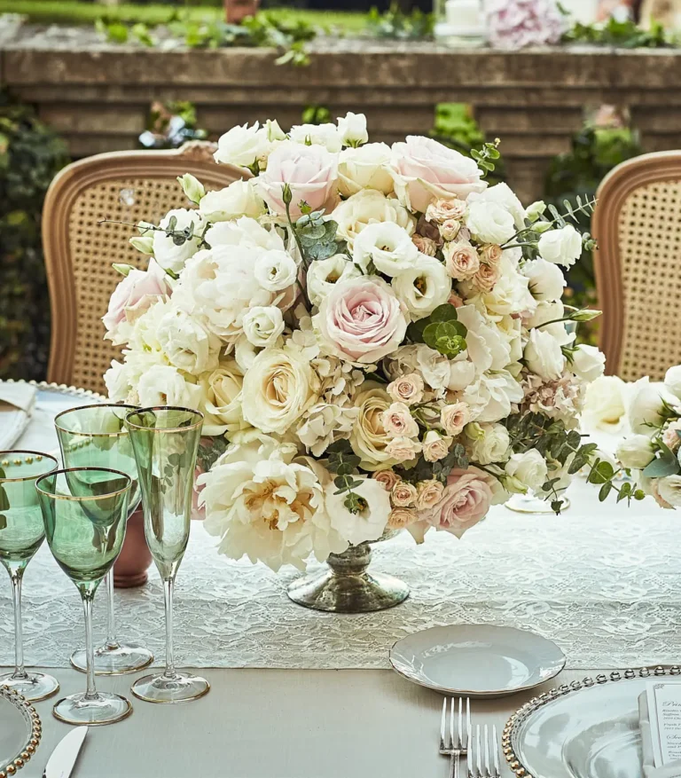 the extraordinaire floral composition at a wedding at il borro