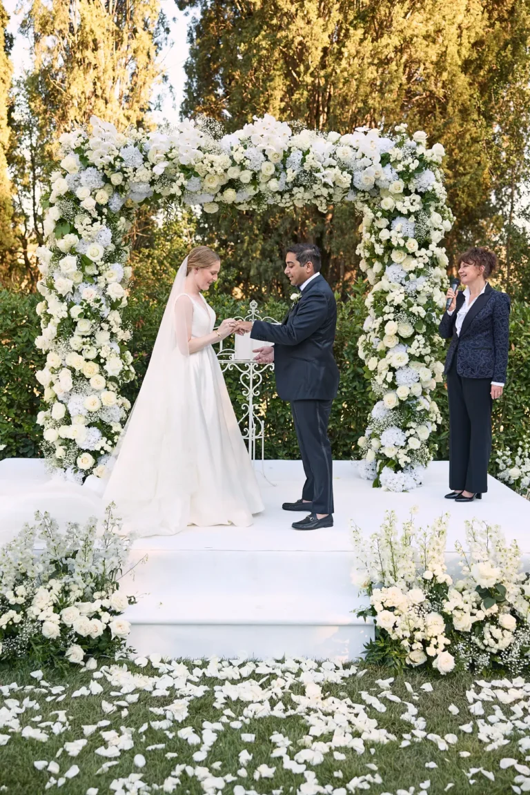 indian wedding in italy beautiful mandap with flowers