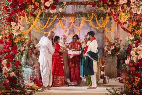 the extraordinaire indian wedding italy vibrant mandap ceremony